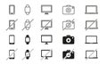 Set of Devices Line Icons. Smartphone, Tablet PC, Laptop, Camera, Smart Watch. Ban of Devices. Device Free Zone, Digital Royalty Free Stock Photo