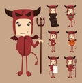 Set of devil characters poses