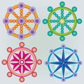 Set of Dharma Wheels - Buddhism Symbol - Colors Royalty Free Stock Photo