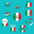 set di icone, striscioni, bottoni con Fatto in Italia e bandiera italiana Royalty Free Stock Photo