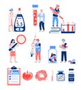 Set of diabetes infographic elements flat vector illustration isolated.