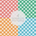 Set of diagonal Gingham seamless pattern. Vector illustration. Royalty Free Stock Photo