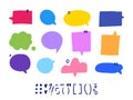 Set of dialog boxes different variants drawn by hand. Vector flat illustrations. Collection pastel color doodle for talk, dialogue