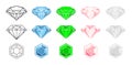 Set of diamond gemstones with three model and fourth colors vector design. applicable for jewelry store, symbol or icon jewel