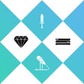 Set Diamond, Microphone, Sword for game and Video console icon. Vector