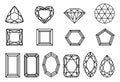 Set of diamonds, precious stones of different forms of cut. Royalty Free Stock Photo