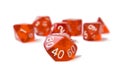 Set of dice for fantasy dnd and rpg tabletop board games polyhedral dices with different sides isolated on white Royalty Free Stock Photo