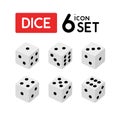 Set of Dice with numbers from One to Six - Vector icons isolated on white. Royalty Free Stock Photo