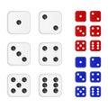 Set of dices in three colors - white, red, blue Royalty Free Stock Photo