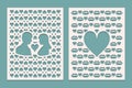 Set of die laser cutting panels with openings in the form of silhouettes for Valentines day. May be used for laser cut. Openwork b