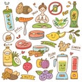 Set of diet kawaii doodle