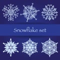 Set of diferent paper snowfakes. Royalty Free Stock Photo