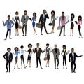 Set of different african american businessman character,avatar o Royalty Free Stock Photo