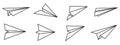 Set different airplan icons, line paper planes flight, aircraft planes sign Ã¢â¬â vector