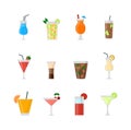 Set of different alcohol drink bottle and glasses vector illustration. Royalty Free Stock Photo