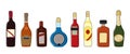 Set of different alcohol drinks and beverages Royalty Free Stock Photo