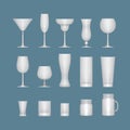 Set of different alcohol empty glasses. Glass icon set. Flat Royalty Free Stock Photo