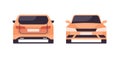 Set of different angles of yellow car repair service concept vehicle view from front and rear