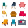 Set of different armchairs for living room Royalty Free Stock Photo