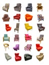 Set of different armchairs Royalty Free Stock Photo