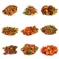 Set of a different asian dishes in restaurant Royalty Free Stock Photo