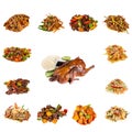 Set of a different asian dishes in restaurant Royalty Free Stock Photo