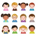 Set of different avatars of boys and girls Royalty Free Stock Photo