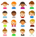 Set of different avatars of boys and girls on a white background