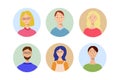 Set of different avatars with men and women. Portraits of people of different ages and looks. Trendy style illustration for icon,