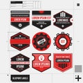 Set of 9 different badges/labels in draft style