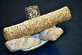 A set of different baguettes in a bread basket Royalty Free Stock Photo