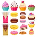 Set of different bakery sweets. Assorted candies. Royalty Free Stock Photo