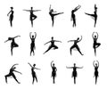 Set of different ballet poses. Black and white traces