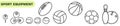 Set of different balls. Sports equipment.Set of flat objects, icons of sports equipment for recreation and leisure Royalty Free Stock Photo