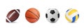 Set with different balls on white background, banner design. Sports equipment Royalty Free Stock Photo