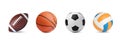 Set with different balls on white background, banner design. Sports equipment Royalty Free Stock Photo