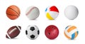 Set with different balls on white background, banner design. Sports equipment Royalty Free Stock Photo