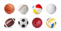 Set with different balls on white, banner design. Sports equipment Royalty Free Stock Photo