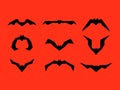Set of different bats isolated on red vector illustration
