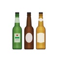 Set of different beer bottles. Types of beer. Flat design style, vector illustration.