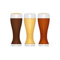 Set of different beer glasses. Types of beer. Flat design style, vector illustration. Royalty Free Stock Photo