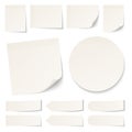 Set Of Different Beige Sticky Notes Round With Shadow