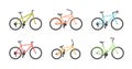 Set of different bicycles