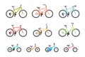 Set of different bicycles