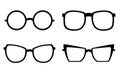 Set of different black silhouettes of glasses. Sun protection and optical instruments. Vector element Royalty Free Stock Photo