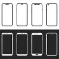 Set of different black and white smartphone icons. Simple mobile phone icons template Royalty Free Stock Photo