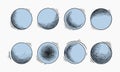 Set of different blue circles with black shading patterns Royalty Free Stock Photo