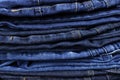 Set of different blue jeans. Detail of nice blue jeans. Jeans texture or denim background. Blue denim jeans texture, fabric grunge Royalty Free Stock Photo