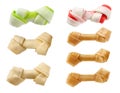 Set with different bone dog treats on white background Royalty Free Stock Photo