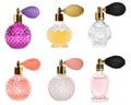 Set with different bottles of luxury perfume on white background Royalty Free Stock Photo